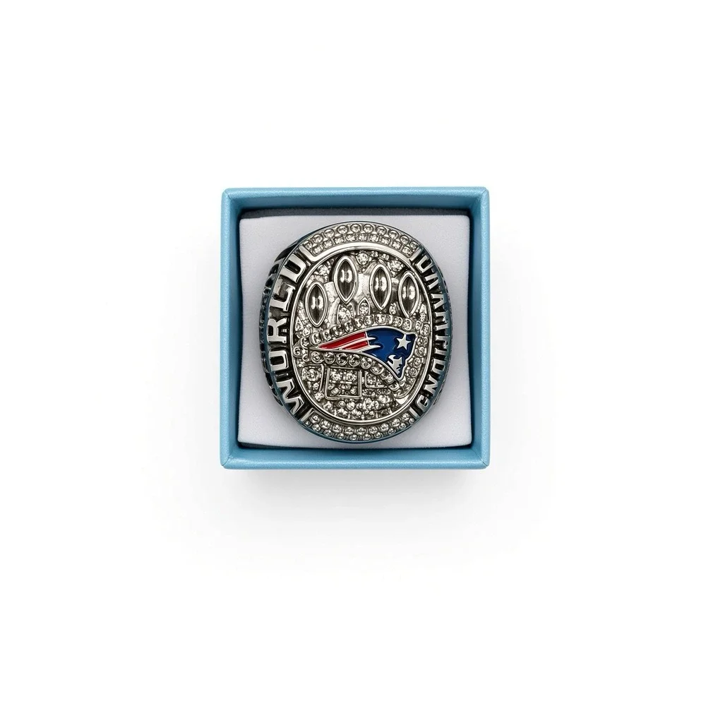 New England Patriots 2014 World Champions Brady Silver Ring w/ Gift Box 11.5